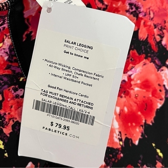 NWT Fabletics Salar Floral Printed Powerhold Leggings Pink Black‎ Size XS - Picture 9 of 10